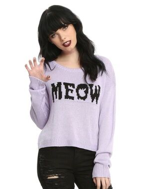 Hot Topic Purple Meow Knit Sweater Size 3x
